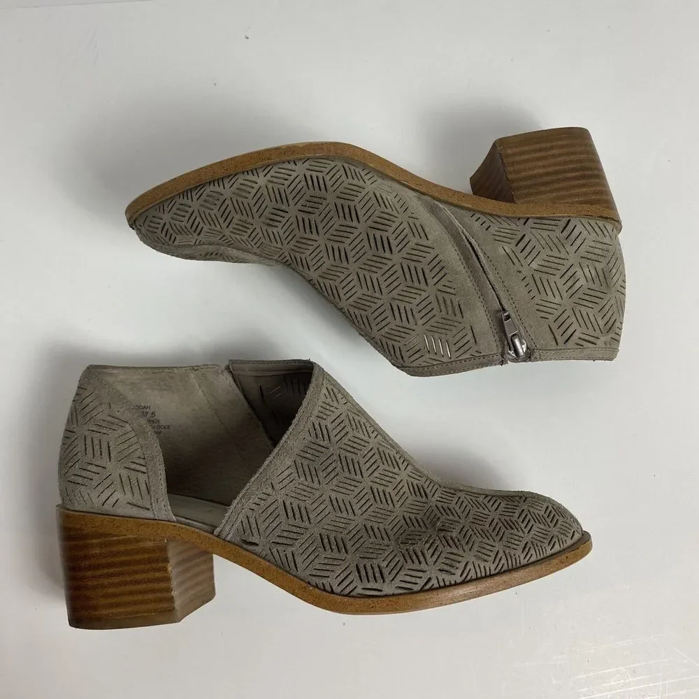 1. State Womens Size 8.5 Iddah Ankle Boots Gray Laser Cut Out Chunky Block Heel‎